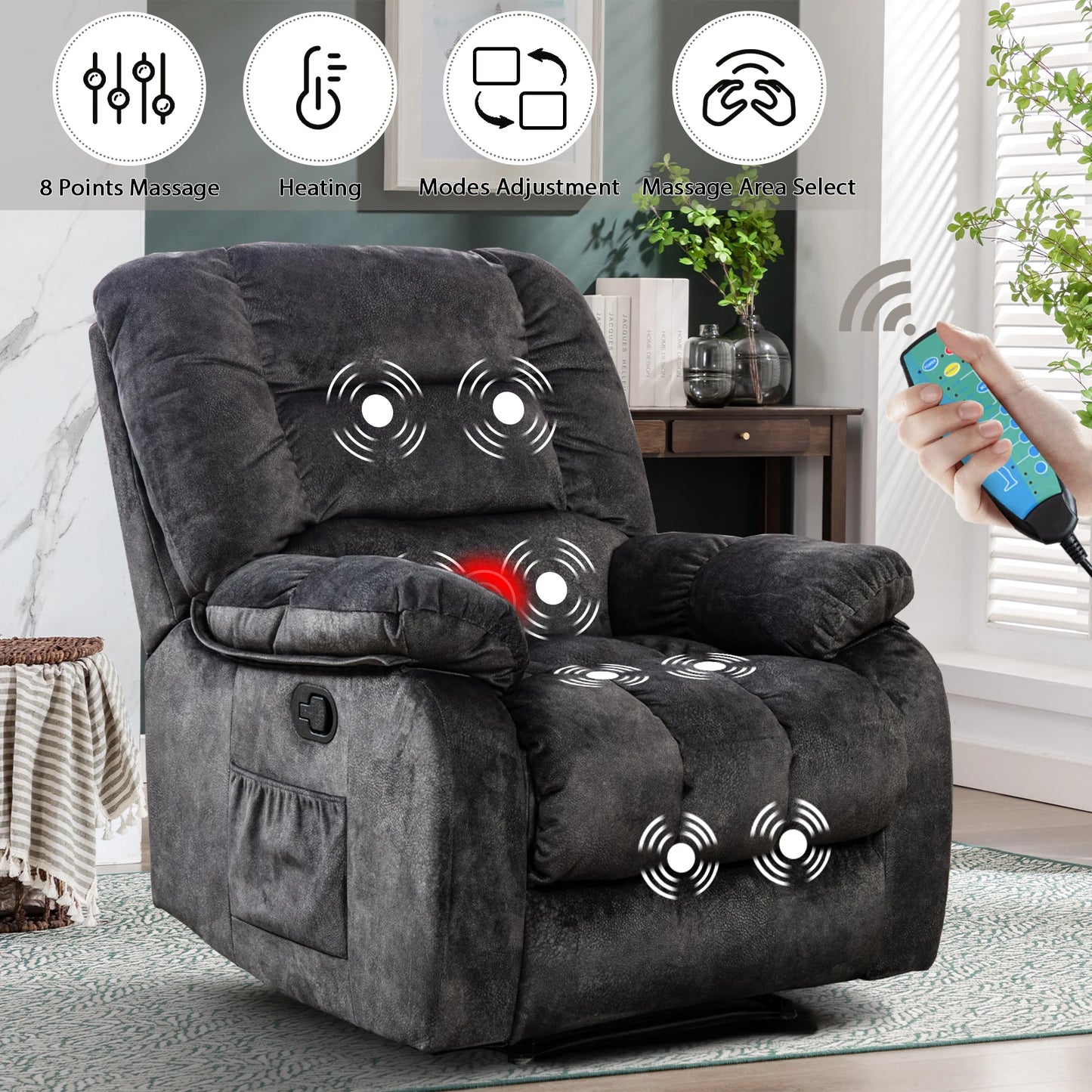 Manual Body Massage With Heating Function Sofa Chair Comfortable Elderly Chair Functional Chair With Storage Bag