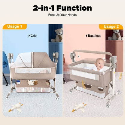 Portable Baby Bed Height Adjustable Bedside Sleeper Music Play