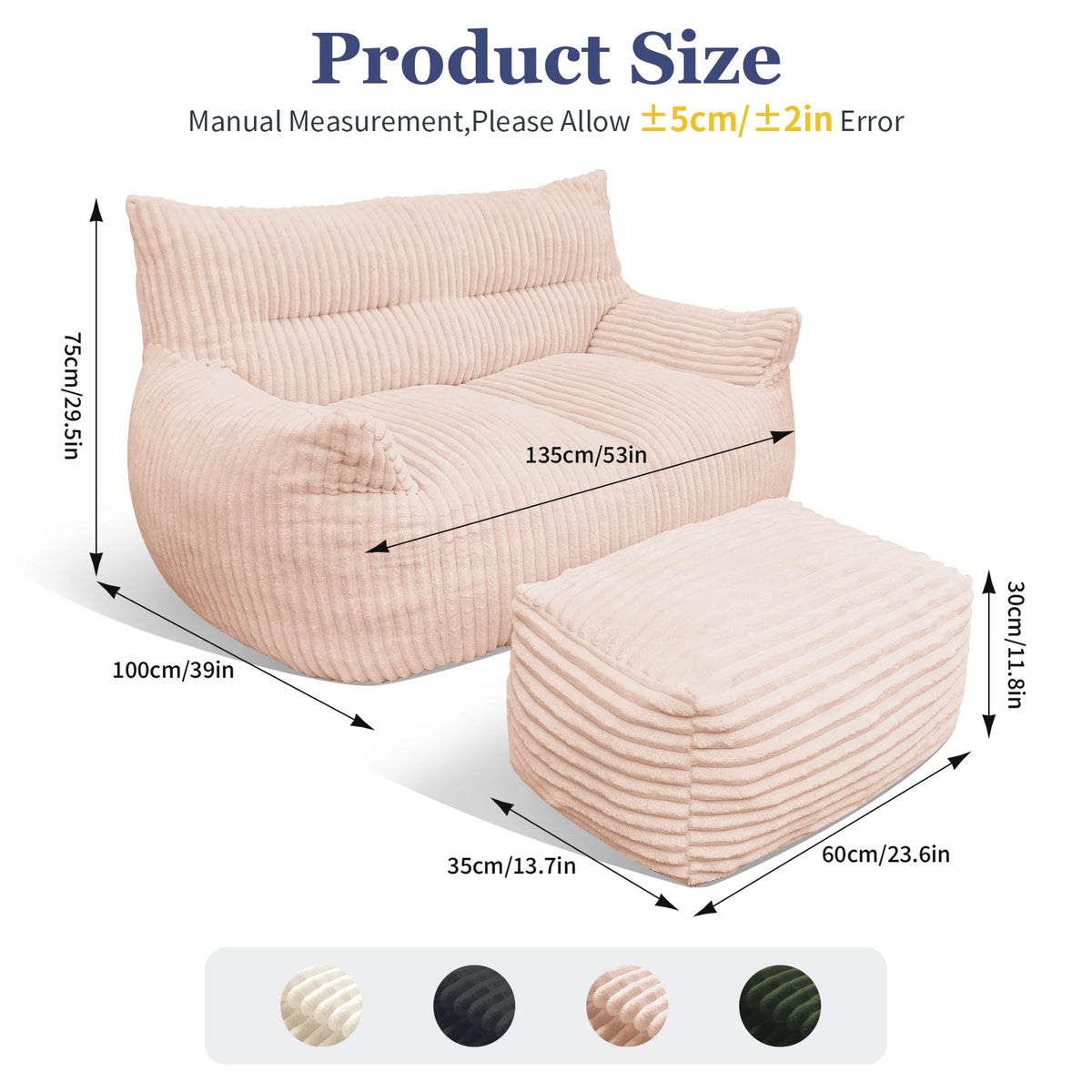 Giant Bean Bag Chair for Adults with Armrests