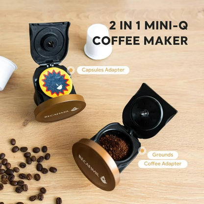 Single Serve Coffee Maker For K Cup Pod and Coffee Grounds /Tea, Fast Brew in 2 minutes, 2 IN 1 One Button Coffee Machine 4-8 Oz