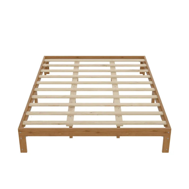 Queen Size Wood Platform Bed Frame-12 Inch Solid Wood Queen Bed Frame with Slat Support, No Box Spring Needed, Easy Assembly