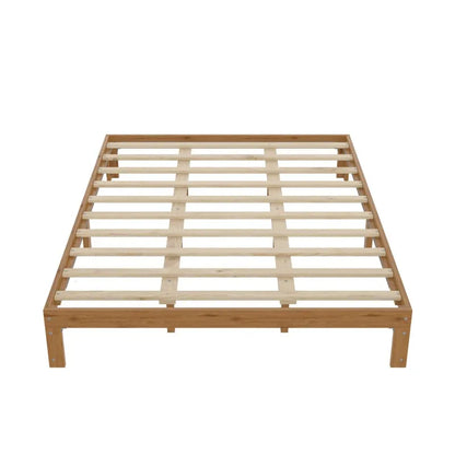 Queen Size Wood Platform Bed Frame-12 Inch Solid Wood Queen Bed Frame with Slat Support, No Box Spring Needed, Easy Assembly