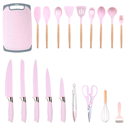 Kitchen Knives Heat-Resistant Non Stick Soup Spoon Cooking Set with Scissors Peeler Cut Meat