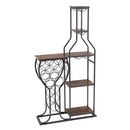 11 Bottle Wine Bakers Rack,5 Tier Freestanding Wine Rack with Hanging Wine Glass Holder and Storage Shelves,Wine Storage Home