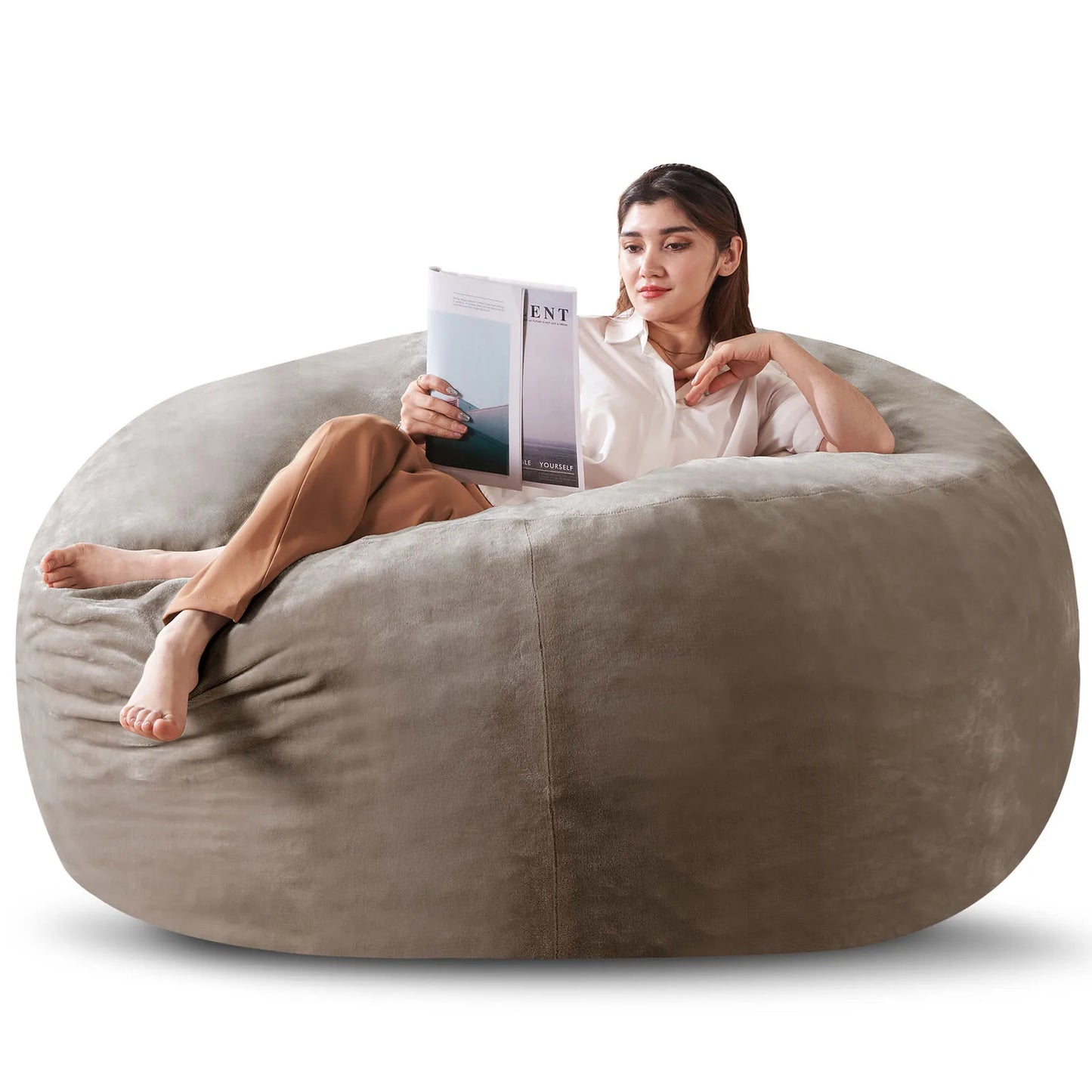 Bean Bag Chair filled with memory foam. Large bean bag chair suitable for adults, featuring a soft sofa