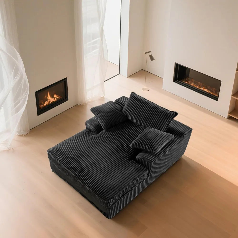 Oversized Chaise Lounge Chair Indoor, Corduroy Upholstered Deep Seat Sofa Couch, Cloud-Soft Boneless