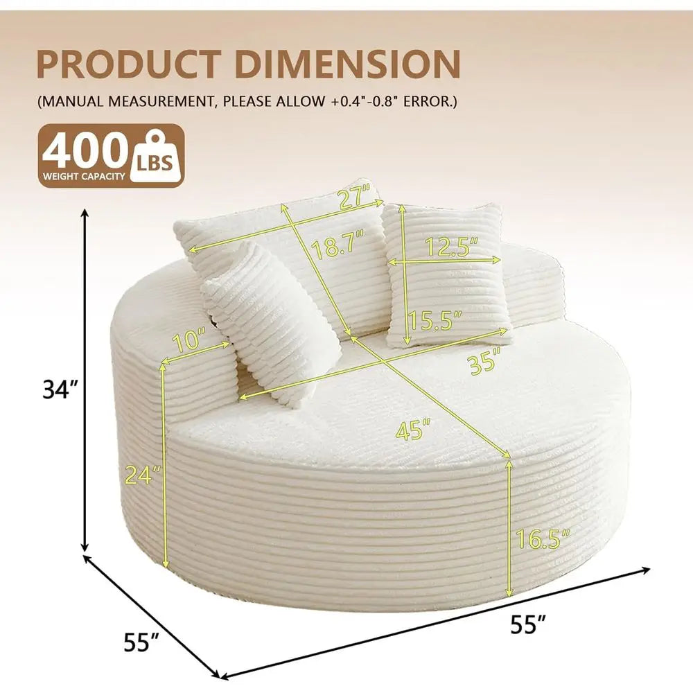 Oversized Round Chair Lounge Chaise Deep Seat
