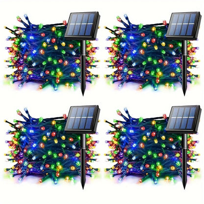 4 Pack 100 LED Solar String LightsTotal 8 Modes Solar Powered Christmas Tree Lights for Outdoor Home Patio and Party Decorations