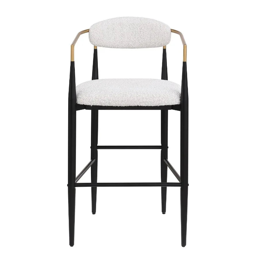Barstools Set of 2 Counter Height Upholstered Bar Stools with Backs and Iron Legs for Kitchen Island Beige Fabric Seating 260LB