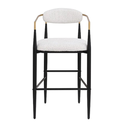 Barstools Set of 2 Counter Height Upholstered Bar Stools with Backs and Iron Legs for Kitchen Island Beige Fabric Seating 260LB