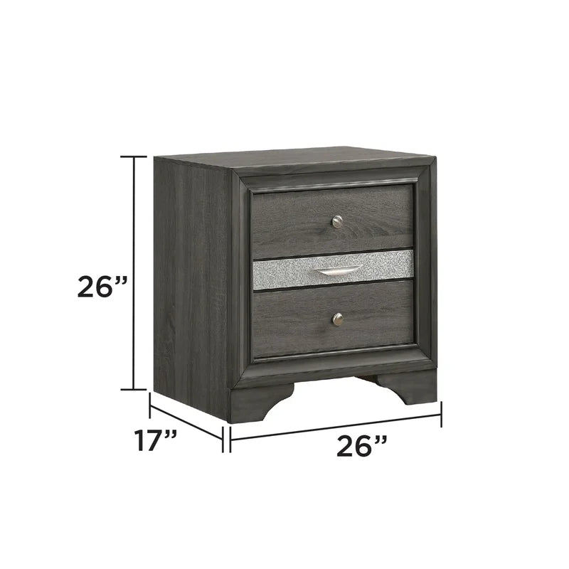 Gray Wood Traditional Queen 5-Piece Bedroom Storage Set