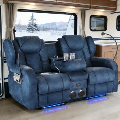Loveseat Electric Recliner Sofa, 2-Seat Sofa,Massage & Heat,Dual Motor,350LBS Capacity,for livingroom,home theater