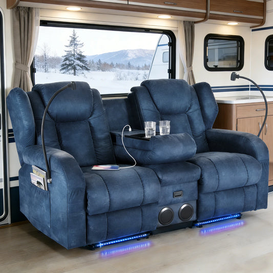 Loveseat Electric Recliner Sofa, 2-Seat Sofa,Massage & Heat,Dual Motor,350LBS Capacity,for livingroom,home theater