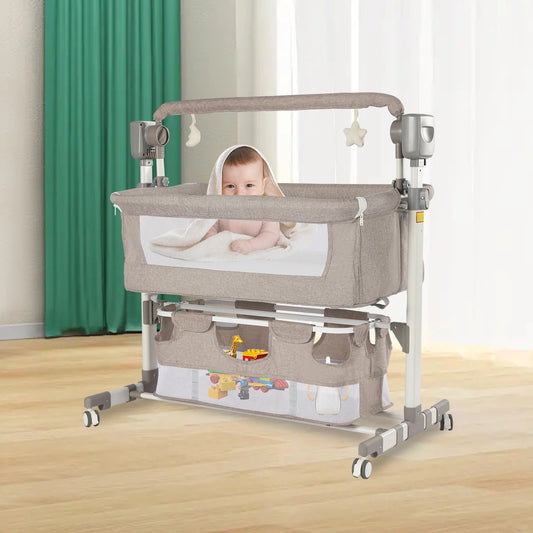 Portable Baby Bed Height Adjustable Bedside Sleeper Music Play