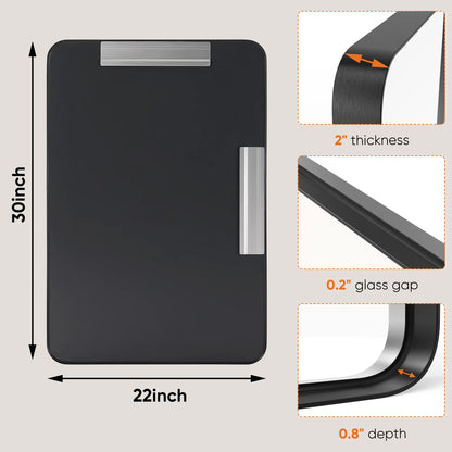 Matte Metal Framed Bathroom Mirror for Wall,Vanity Rectangle Rounded Corner Tempered Glass Mirror,Clear Reflection,Modern