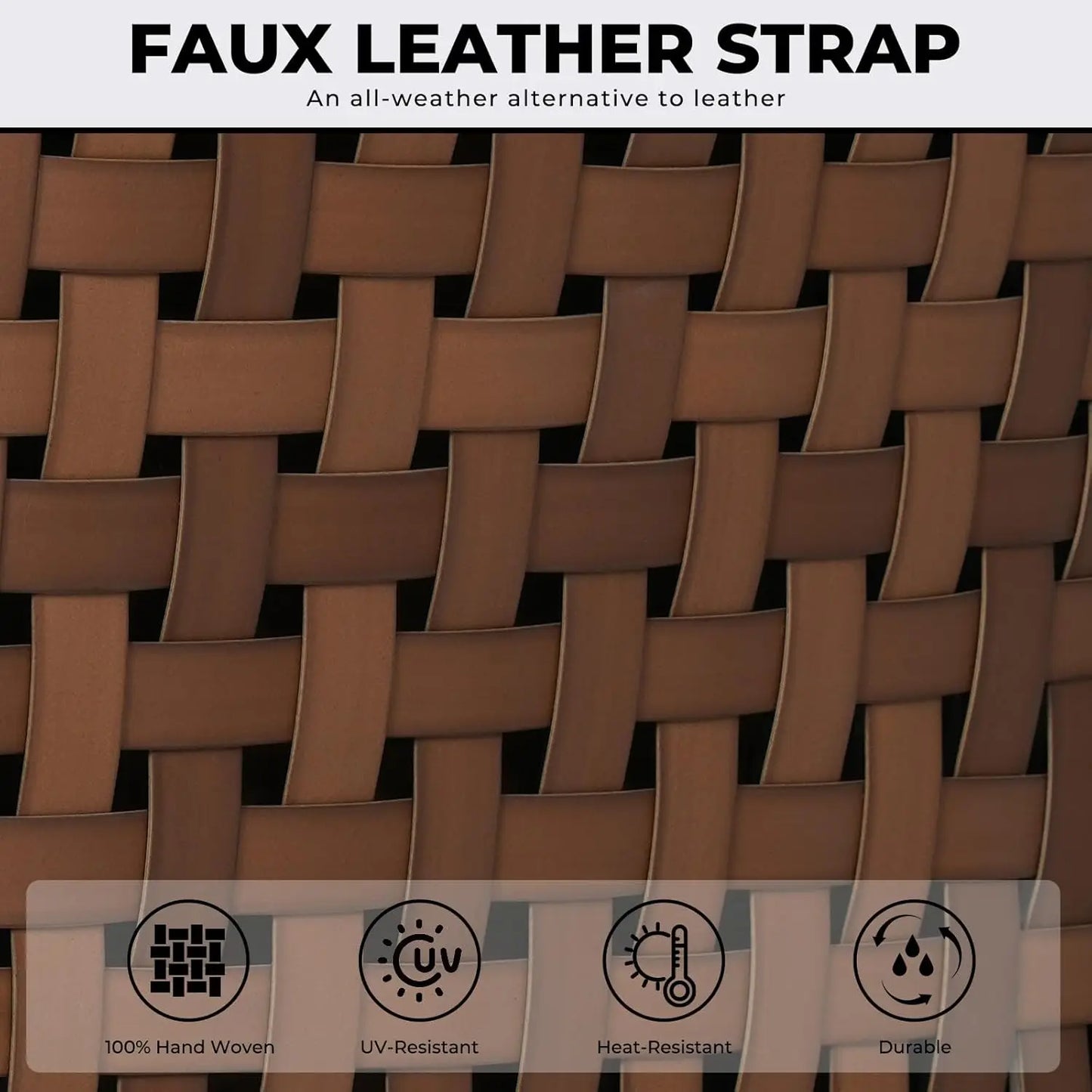 7-Piece Outdoor Dining Set, 6 Leather-Look Wicker Swivel Patio Chairs