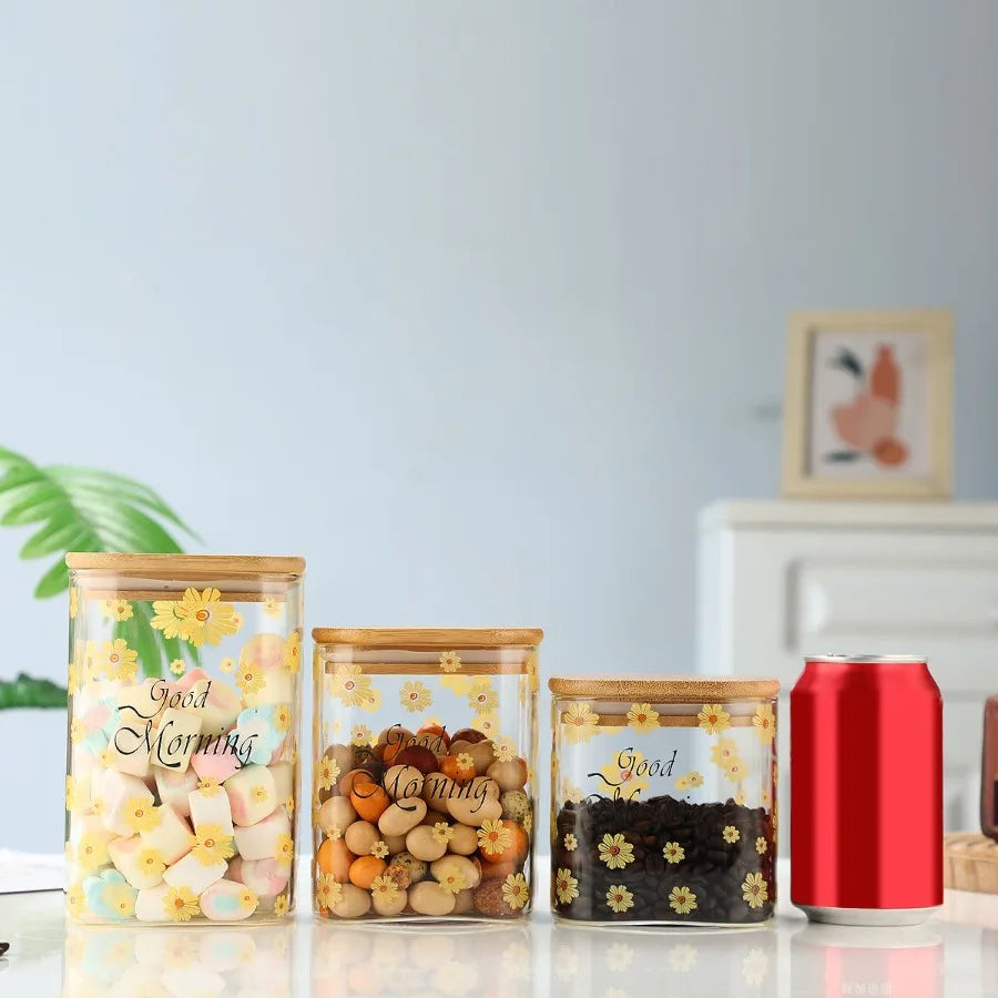 3 Pcs Glass Storage Cans