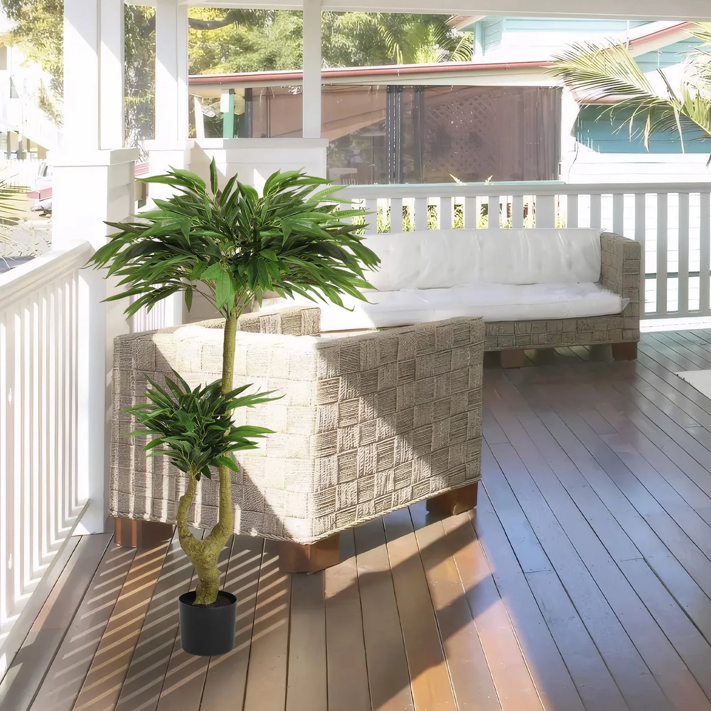 160CM Artificial Tropical Plant, Long Willow Buds Artificial Tree With Planter