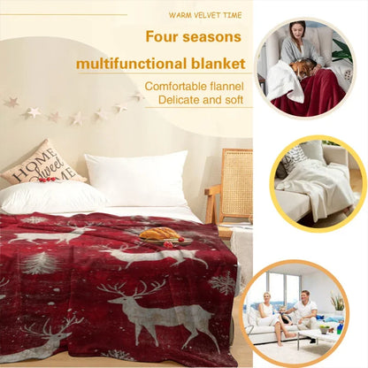 Christmas Deer Flannel Blanket, Super Soft, Durable, Perfect For Snuggling, Outdoor Adventures, Travel And Treasure Gift
