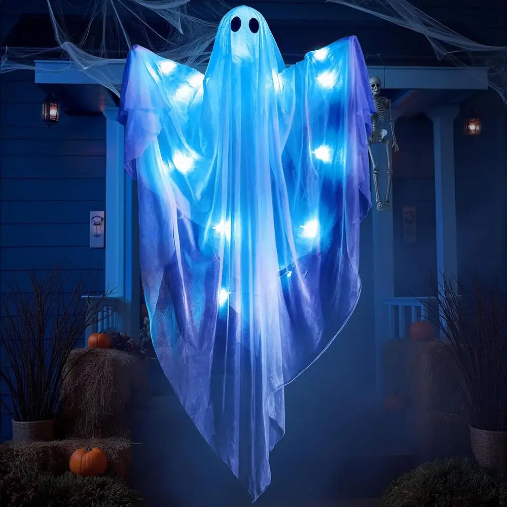 Halloween Hanging Light up Ghost with Spooky Blue LED Light