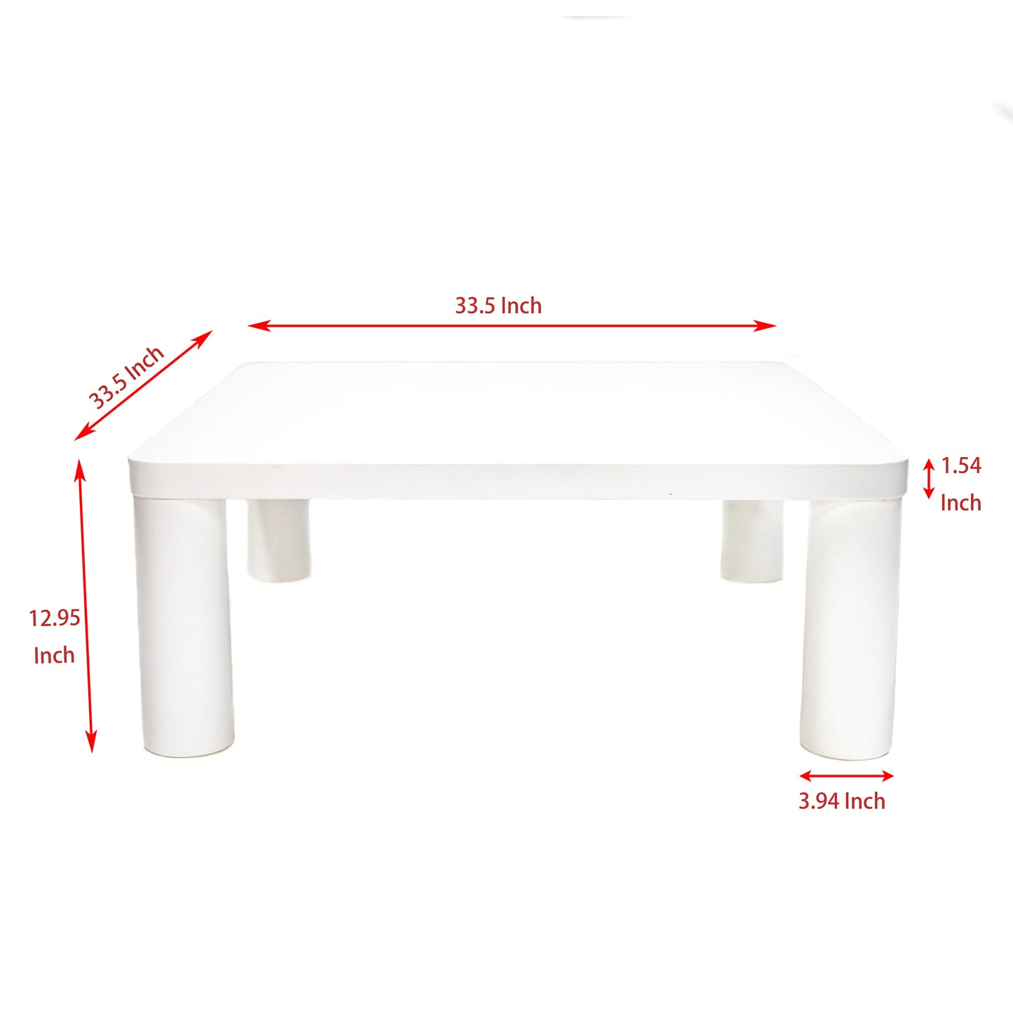 33.5" Square Coffee Tables, 1.54'' Cream White Modern Minimalist
