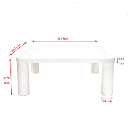33.5" Square Coffee Tables, 1.54'' Cream White Modern Minimalist