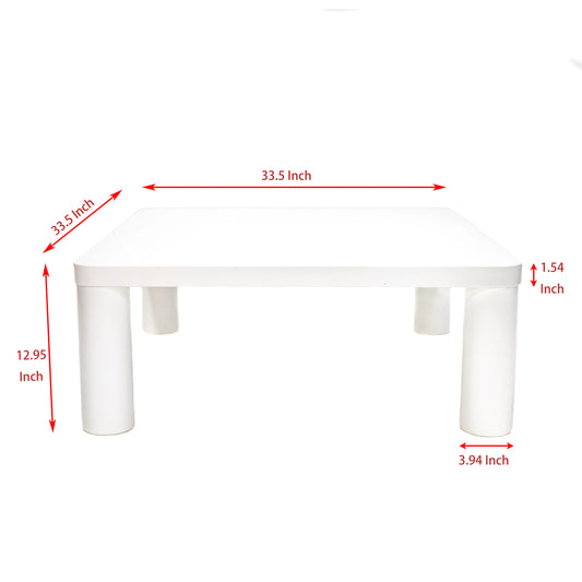 33.5" Square Coffee Tables, 1.54'' Cream White Modern Minimalist