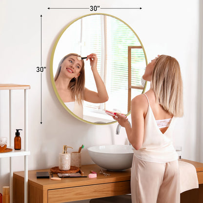 JHK Large Gold Round Vanity Framed Mirror