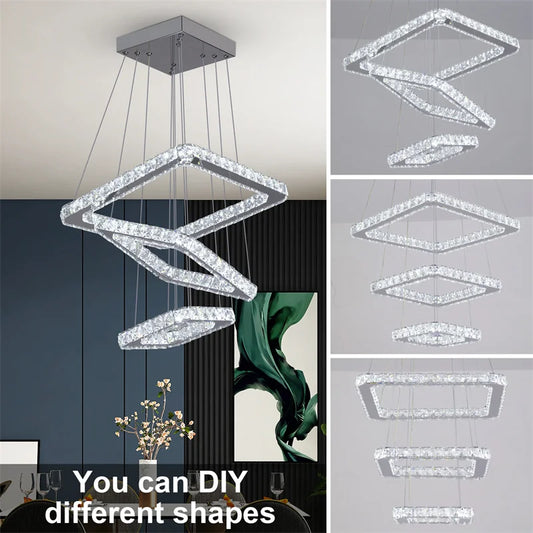 Modern Crystal Chandeliers Ring-Shaped Pendant Lights Living Room And Kitchen Decoration Led Ceiling Lamps Hanging Luminaire