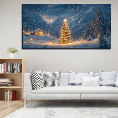 Christmas tree view in the bright night scene,
