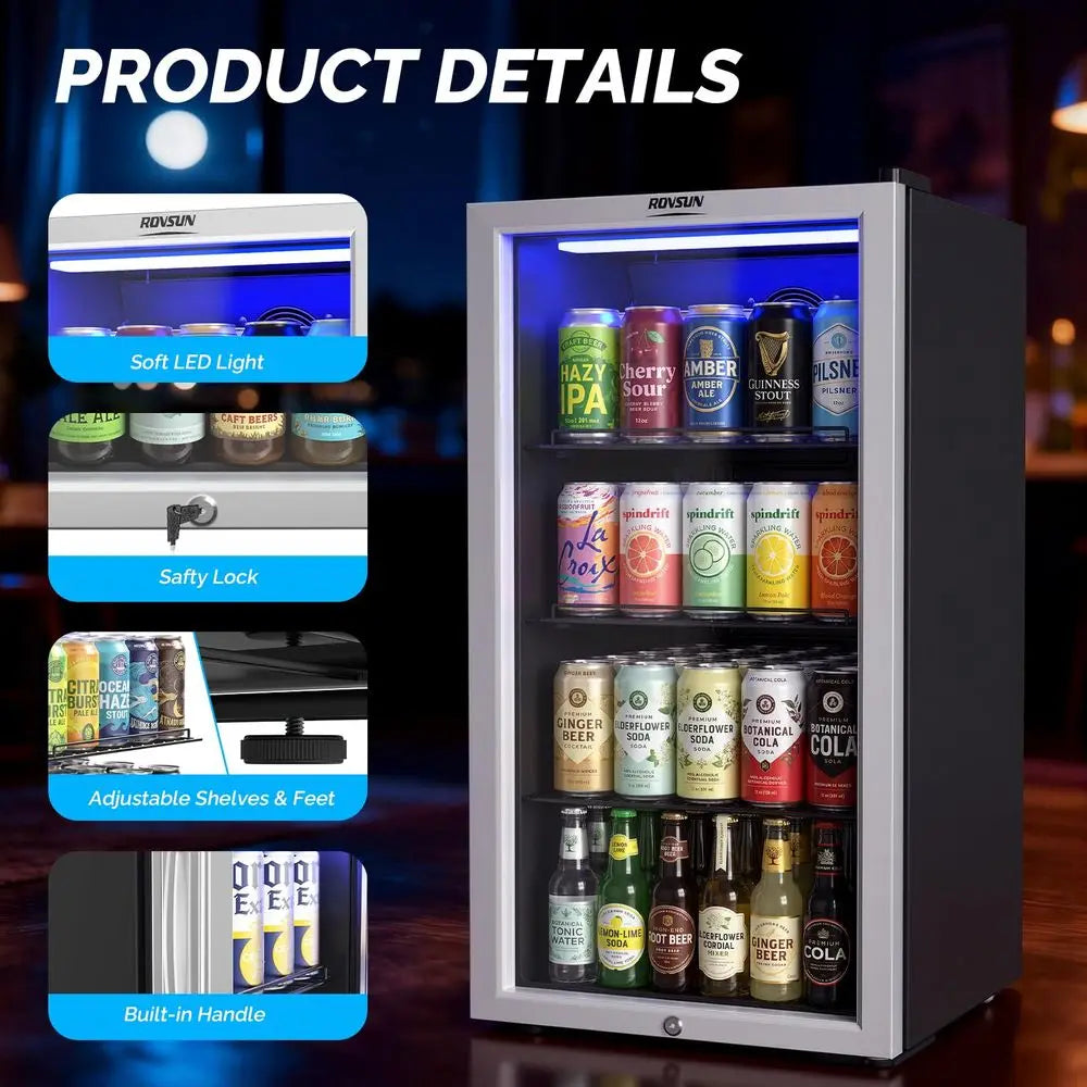 Beverage Cooler Refrigerator, Mini Cooler with Removable Shelves, 3250F Temperature