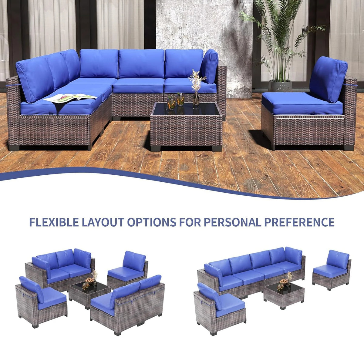 Outdoor Rattan Wicker Sectional Modular Conversation Sofa Set