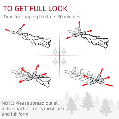 HOMCOM 8' Tall PreLit Slim Noble Fir Artificial Christmas Tree