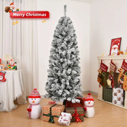 6 FT Snow Flocked Hinged Christmas Tree