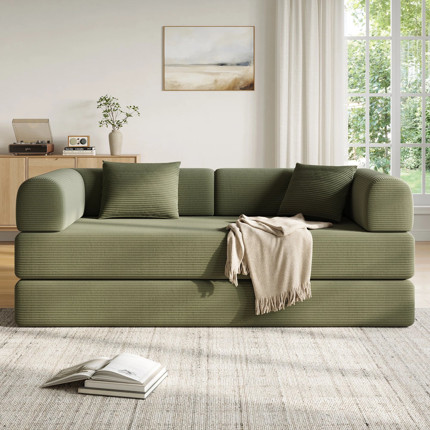 Convertible Floor Sofa Bed with Fixed-Shape Frame,  5-in-1 DIY Combination Modular Sofa,  for Living Room Bedroom Playroom