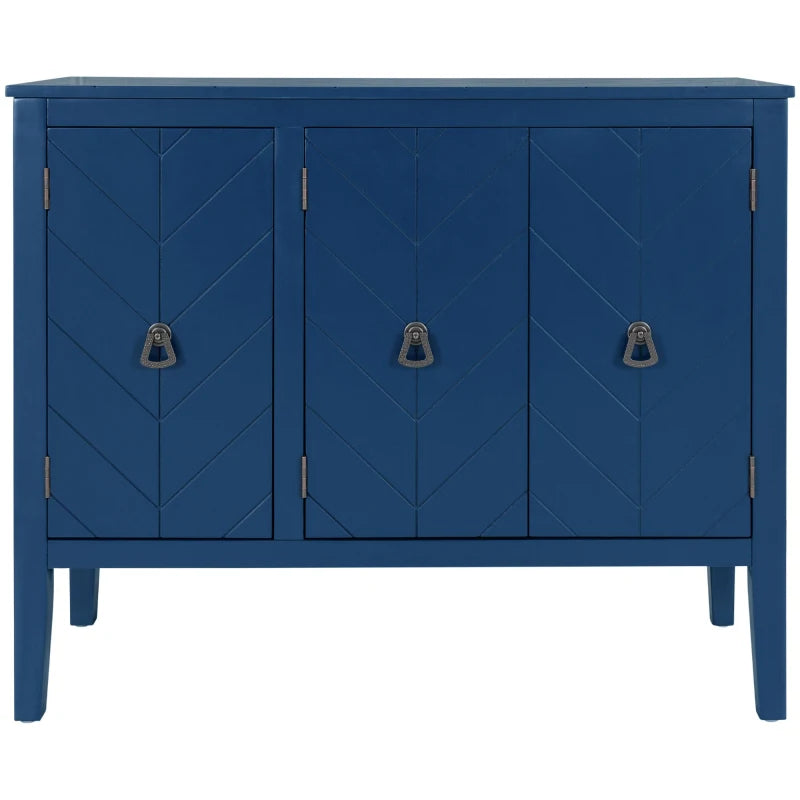 Adjustable Shelf Storage Sideboard With 3 Retro Metal Handles And 4 Pinewood Legs  For Entryway  Living Study Room