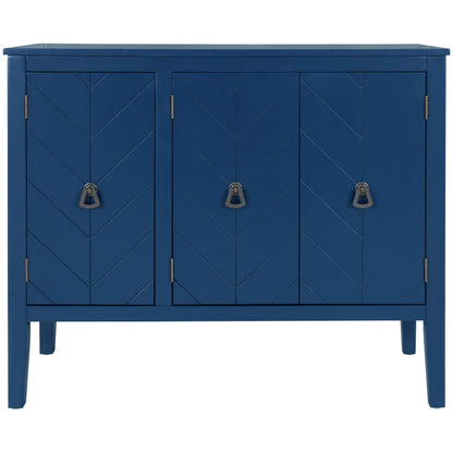 Adjustable Shelf Storage Sideboard With 3 Retro Metal Handles And 4 Pinewood Legs  For Entryway  Living Study Room