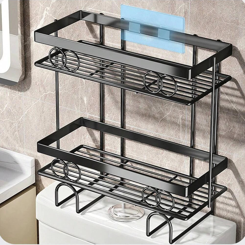 Over The Toilet Storage Shelf, 1-Tier/2-Tier/3-Tier Large Capacity Bathroom Storage Organizer Rack With No Drill Adhesive Hook