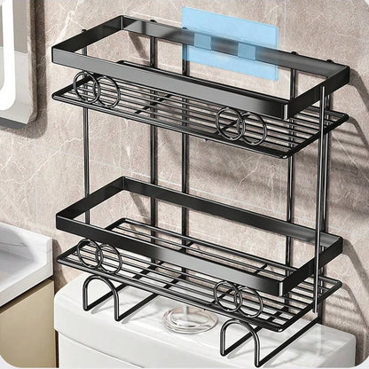 Over The Toilet Storage Shelf, 1-Tier/2-Tier/3-Tier Large Capacity Bathroom Storage Organizer Rack With No Drill Adhesive Hook