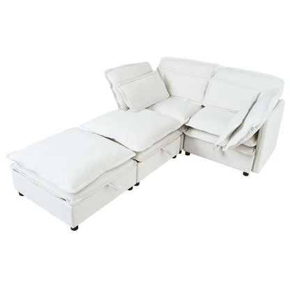 U_Style DoubleLayer Cushion Modular Sofa Freely Combinable 4Seater with Storage Function Includes 4 Soft Cushions Perfect for L