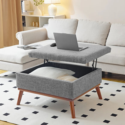 Large Storage Ottoman , 31.4 inch Lift Top Large Coffee Table with High-density Foam Wood Legs