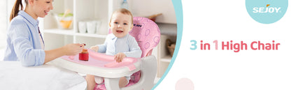 Baby High Chair Foldable  &  2-in-1 with Table Footrest,