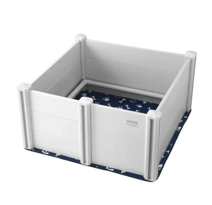 Dog Whelping Box 38.6x38.6x18.1in PVC with Rails Pee Pad for Dogs Puppies