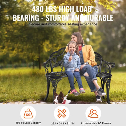 Outdoor Bench 38.8 inches Metal Garden Bench for Outdoors 480 lbs Load Capacity Bench Outdoor Garden Park Bench with Backrest