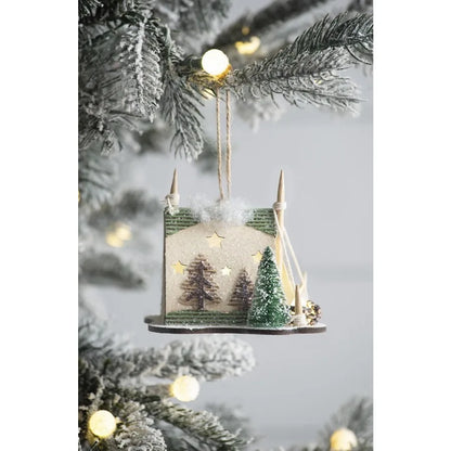5x3.5x4 Cardboard Lited Tent Ornament Drative Hanging Christmas Tree Ornaments for Holiday Party Drations Set of 6