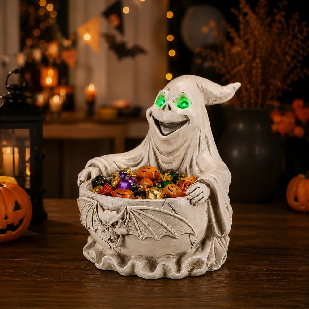 Halloween Ghost Candy Dish with LED Light