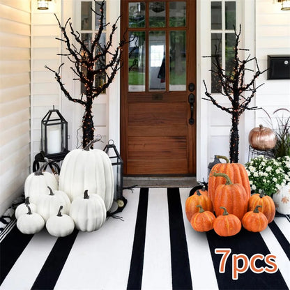 7pcs Fake Pumpkins Simulation Pumpkin Model Artificial Pumpkin Decoration Home Table Decor for Thanksgiving and Halloween