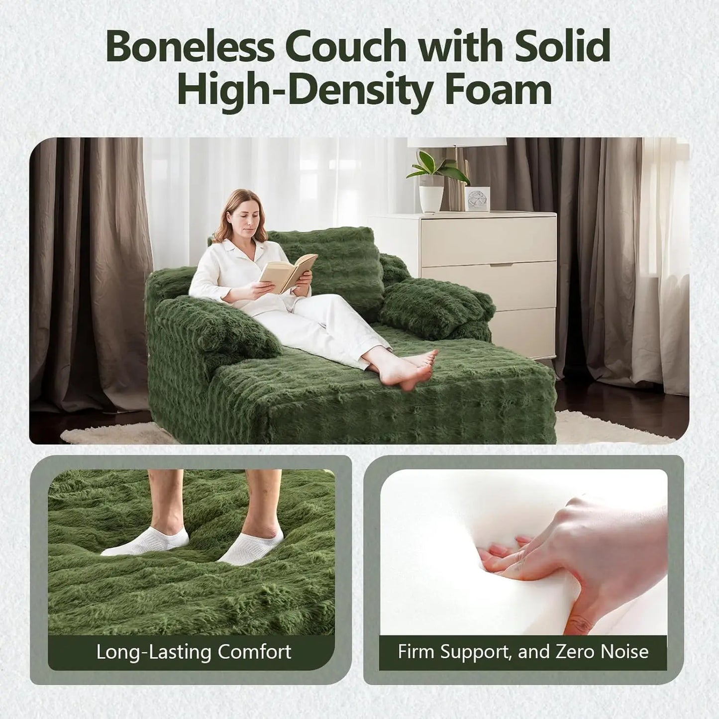 Oversized Chaise Lounge Chair Indoor Reading Chairs Comfy Bubble Fleece Upholstered Boneless Sofa Bed Sleeper, Customized