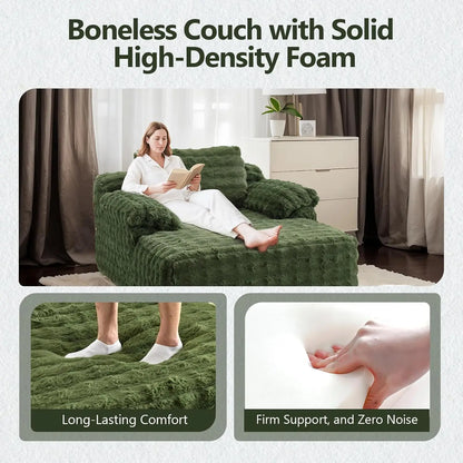 Oversized Chaise Lounge Chair Indoor Reading Chairs Comfy Bubble Fleece Upholstered Boneless Sofa Bed Sleeper, Customized