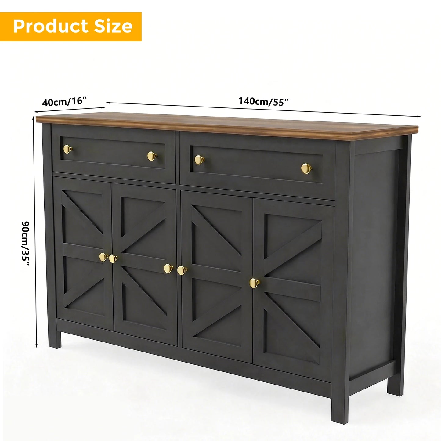 Sideboard Buffet Cabinet Kitchen Storage Sideboard 2 Drawers 4 Doors Modern Farmhouse Coffee Bar Cabinet for Dining